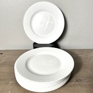 Vintage Mikasa Lattice White Bone China 7" Dessert‎ Plates Set of 8 Very Good
